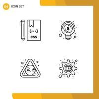 Modern Set of 4 Filledline Flat Colors and symbols such as code earth develop business pollution Editable Vector Design Elements