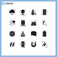 Modern Set of 16 Solid Glyphs Pictograph of restart mobile scandinavia gadget cash Editable Vector Design Elements