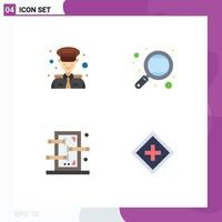 Editable Vector Line Pack of 4 Simple Flat Icons of captain box transportation research piercings Editable Vector Design Elements