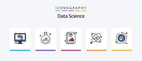 Data Science Line Filled 5 Icon Pack Including unlock. locker. science. space. storage. Creative Icons Design vector