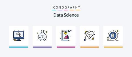 Data Science Line Filled 5 Icon Pack Including unlock. locker. science. space. storage. Creative Icons Design vector