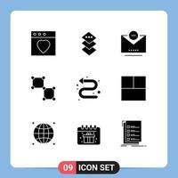 9 Universal Solid Glyph Signs Symbols of grid indicator remove directional space Editable Vector Design Elements