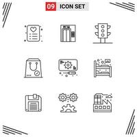 Universal Icon Symbols Group of 9 Modern Outlines of service recuperation transport development package Editable Vector Design Elements