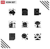 Stock Vector Icon Pack of 9 Line Signs and Symbols for digital position education group team Editable Vector Design Elements