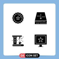 Modern Set of 4 Solid Glyphs and symbols such as badge coffee shop document maker Editable Vector Design Elements