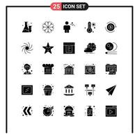 Group of 25 Solid Glyphs Signs and Symbols for transaction cash body weather hot Editable Vector Design Elements