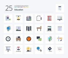 Education 25 Flat Color icon pack including file. document. data. learning vector