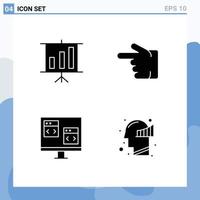 4 User Interface Solid Glyph Pack of modern Signs and Symbols of business computer finger left development Editable Vector Design Elements