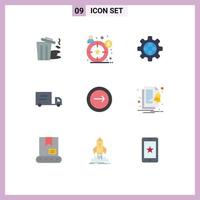 9 Universal Flat Color Signs Symbols of alert mobile internet interface application Editable Vector Design Elements