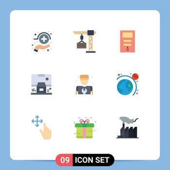 usuario interfaz paquete de 9 9 básico plano colores de hombre panel computadora controlar cabina editable vector diseño elementos