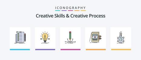 Creative Skills And Creative Process Line Filled 5 Icon Pack Including creative. logo. compass. aperture. capture. Creative Icons Design vector