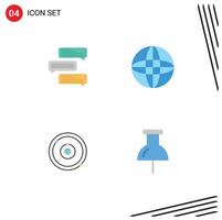 Pack of 4 Modern Flat Icons Signs and Symbols for Web Print Media such as chat plenet conversations internet learning Editable Vector Design Elements