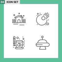 Universal Icon Symbols Group of 4 Modern Filledline Flat Colors of construction drink shelter meteor print Editable Vector Design Elements