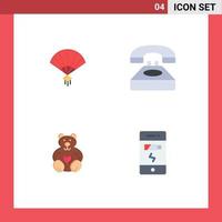 Group of 4 Modern Flat Icons Set for fan hearts chinese contact loving Editable Vector Design Elements