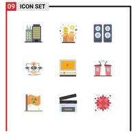 9 Universal Flat Color Signs Symbols of process method money design speaker Editable Vector Design Elements