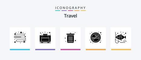 Travel Glyph 5 Icon Pack Including leisure. fishing. garbage. fish. smoking. Creative Icons Design vector