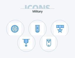 militar azul icono paquete 5 5 icono diseño. militar. diamante. rango. objetivo. militar vector