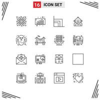 Universal Icon Symbols Group of 16 Modern Outlines of halloween ghost ecommerce feeling emotion Editable Vector Design Elements