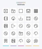 Creative Multimedia 25 OutLine icon pack  Such As cloud. folder. multimedia. contacts. cabinet vector