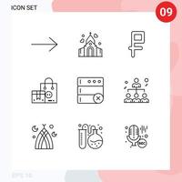 Stock Vector Icon Pack of 9 Line Signs and Symbols for business delete rubble database shopping Editable Vector Design Elements