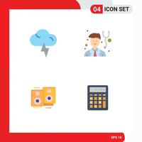 Mobile Interface Flat Icon Set of 4 Pictograms of cloud specker doctor love wedding accounting Editable Vector Design Elements