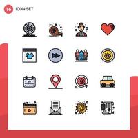 Set of 16 Modern UI Icons Symbols Signs for report like scale love medical Editable Creative Vector Design Elements