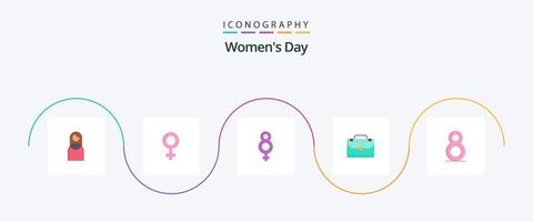 De las mujeres día plano 5 5 icono paquete incluso De las mujeres. femenino. símbolo. símbolo. día vector