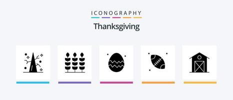 Thanks Giving Glyph 5 Icon Pack Including house. barn. egg. autumn. ball. Creative Icons Design vector