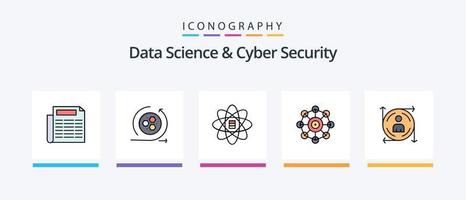 Data Science And Cyber Security Line Filled 5 Icon Pack Including predication. scince. data. modeling. modeling. Creative Icons Design vector