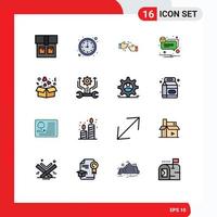 Universal Icon Symbols Group of 16 Modern Flat Color Filled Lines of love delivery ok box notification Editable Creative Vector Design Elements