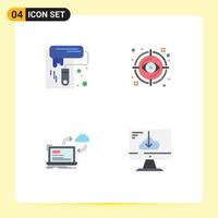 4 Universal Flat Icon Signs Symbols of wall paint sync tool look data Editable Vector Design Elements