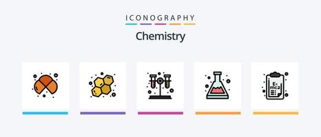 Chemistry Line Filled 5 Icon Pack Including food. china. decorative. yin. new year. Creative Icons Design vector