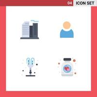 4 User Interface Flat Icon Pack of modern Signs and Symbols of building romance office basic bottle Editable Vector Design Elements