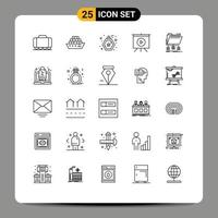 Set of 25 Modern UI Icons Symbols Signs for discount folder spray files backup Editable Vector Design Elements