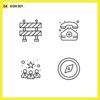 Set of 4 Modern UI Icons Symbols Signs for block best team medical business direction Editable Vector Design Elements