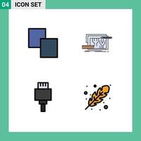 Set of 4 Vector Filledline Flat Colors on Grid for clone devices architecture design autumn Editable Vector Design Elements