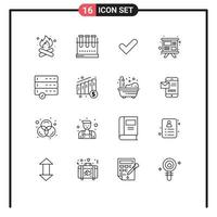 16 Thematic Vector Outlines and Editable Symbols of training study lab glassware presentation tick Editable Vector Design Elements