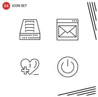 Stock Vector Icon Pack of 4 Line Signs and Symbols for archive love office contact us hospital Editable Vector Design Elements