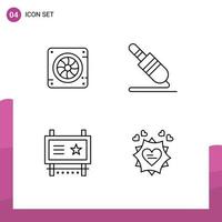 Modern Set of 4 Filledline Flat Colors Pictograph of computer advertising air pin promotion Editable Vector Design Elements