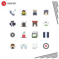 Modern Set of 16 Flat Colors and symbols such as robot rub online housework cleaning Editable Pack of Creative Vector Design Elements