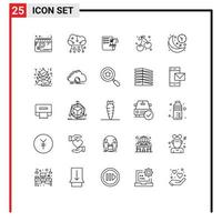 Set of 25 Modern UI Icons Symbols Signs for farming cherry online backup berry strategy Editable Vector Design Elements