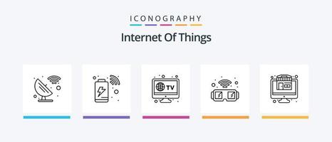 Internet de cosas línea 5 5 icono paquete incluso conexión. cargar. televisión. batería. ciencia. creativo íconos diseño vector