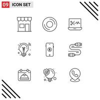 Outline Pack of 9 Universal Symbols of ecommerce innovation gadget idea digital audio editor Editable Vector Design Elements