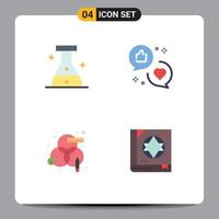 Modern Set of 4 Flat Icons and symbols such as flask process advertising love design Editable Vector Design Elements