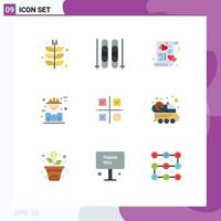 Modern Set of 9 Flat Colors Pictograph of design character card builder marry Editable Vector Design Elements