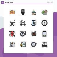 Set of 16 Modern UI Icons Symbols Signs for dollar money lamp credit card teamwork Editable Creative Vector Design Elements