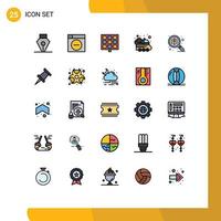 Mobile Interface Filled line Flat Color Set of 25 Pictograms of marker search solar find space car Editable Vector Design Elements