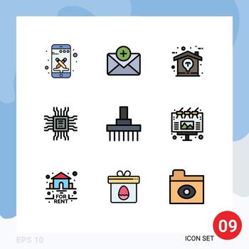 Universal Icon Symbols Group of 9 Modern Filledline Flat Colors of front combine design technology cpu Editable Vector Design Elements