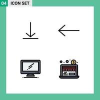 Group of 4 Filledline Flat Colors Signs and Symbols for download pc arrow monitor online Editable Vector Design Elements