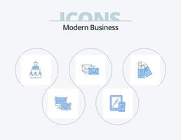 Modern Business Blue Icon Pack 5 Icon Design. forward. mail. tablet. management. human vector